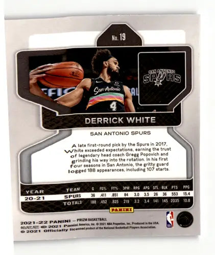 Original gloss Derrick White basketball card from Panini Prizm 2021-22 Spurs series