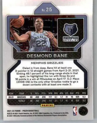Desmond Bane basketball card from Panini Prizm 2021-22 with original gloss and NM-MT condition