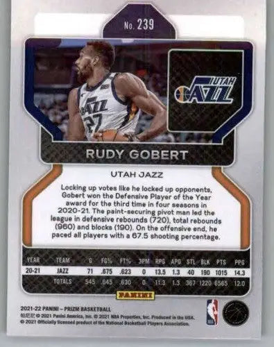 2021-22 Panini Prizm #239 Rudy Gobert NM-MT Jazz ID:49388 - Basketball Card Single