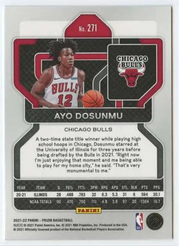 Original gloss Panini Prizm Ayo Dosunmu basketball card from 2021-22 Bulls collection