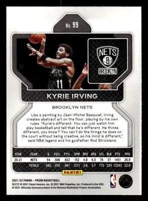 2021-22 Panini Prizm #99 Kyrie Irving Base Brooklyn Nets - Basketball Card Single