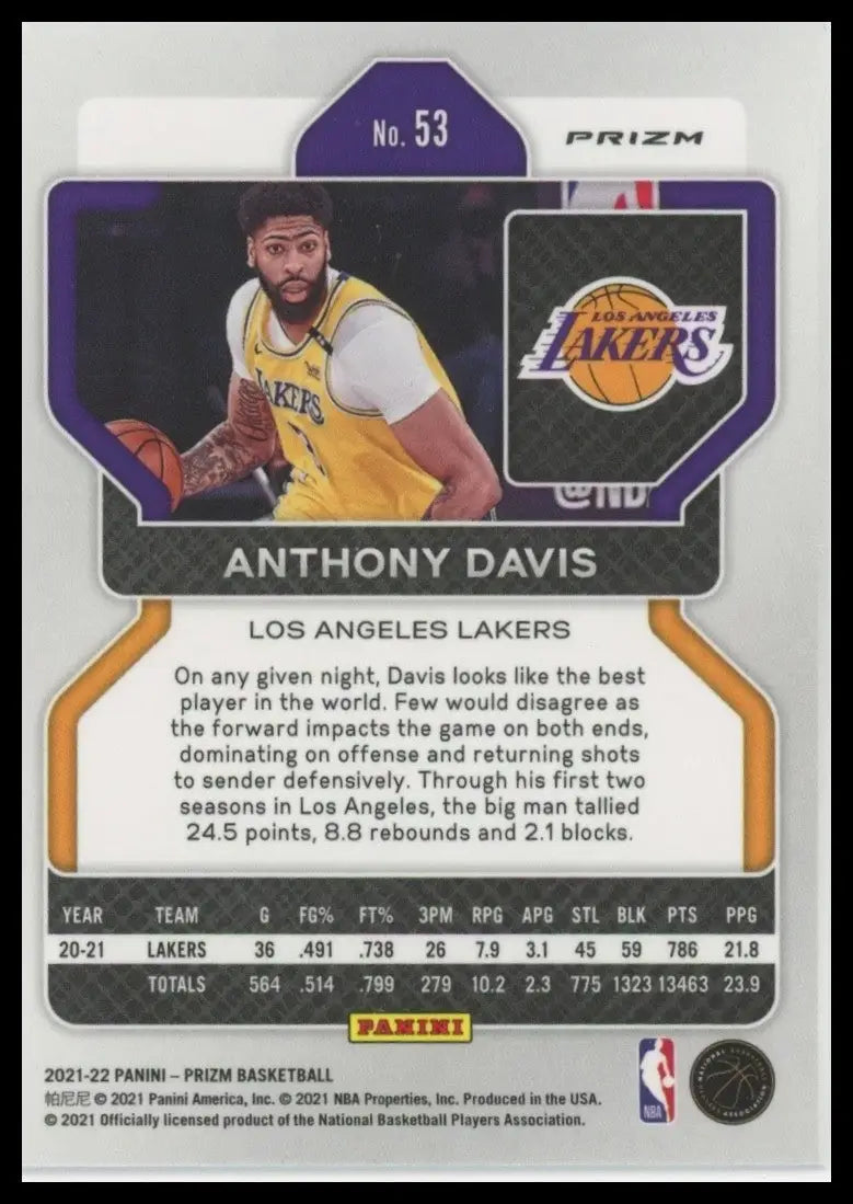 2021-22 Panini Prizm - Anthony Davis #53 Silver Prizm