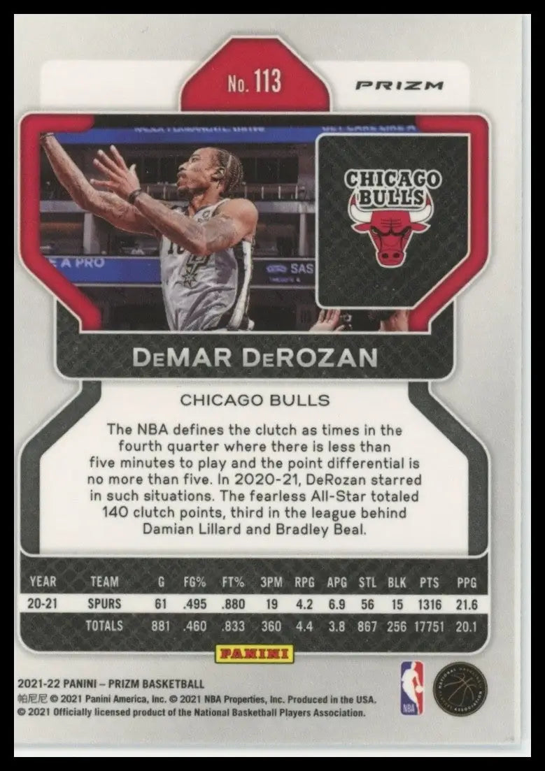 2021-22 Panini Prizm - DeMar DeRozan #113 Fast Break Prizm