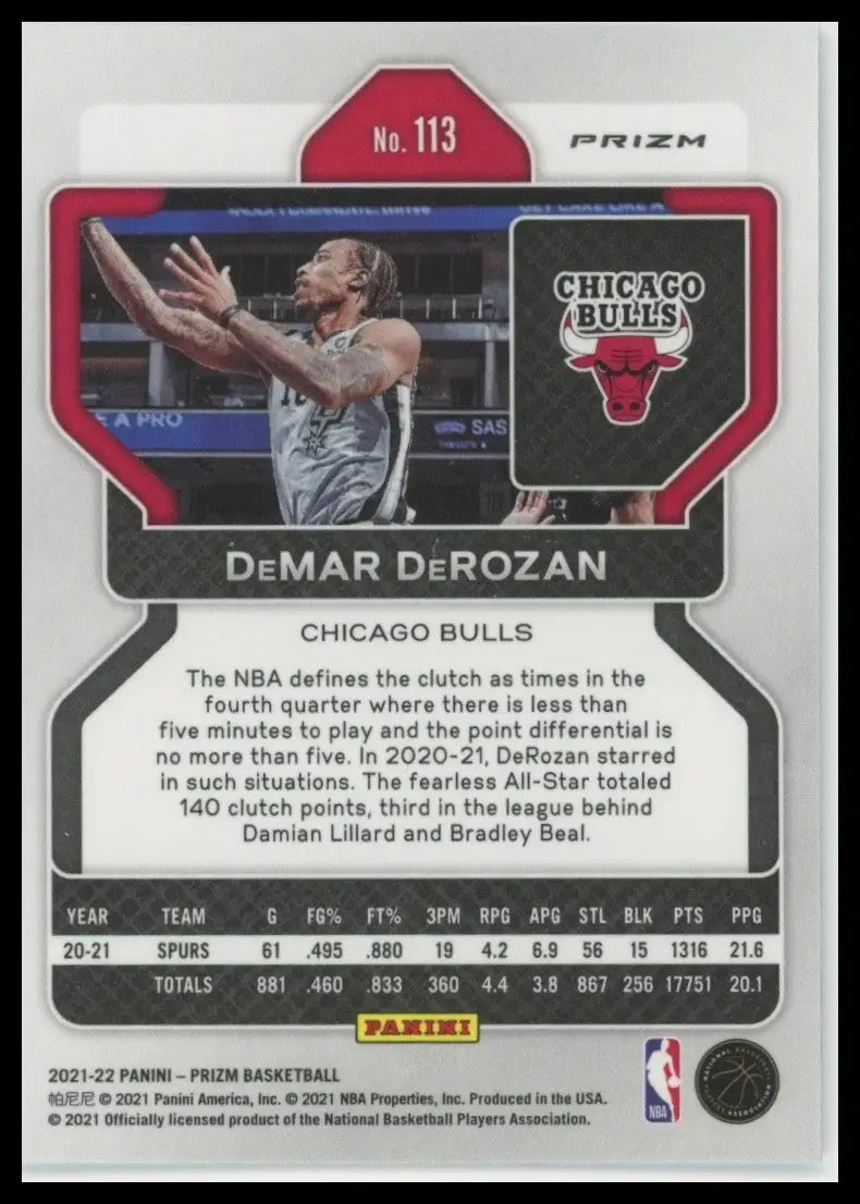 2021-22 Panini Prizm - DeMar DeRozan #113 Ice Prizm
