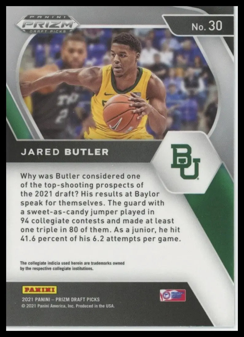 2021-22 Panini Prizm Draft Picks Jared Butler #30 Rookie Baylor Bears Basketball - Basketball Card Single