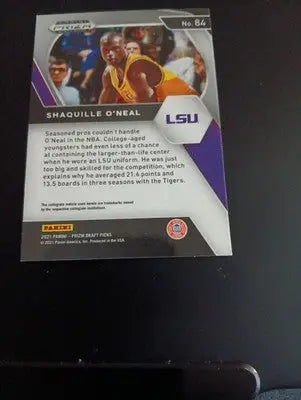 2021-22 Panini Prizm Draft Picks - Shaquille O’Neal #84. LSU. NRMT+ - Basketball Card Single