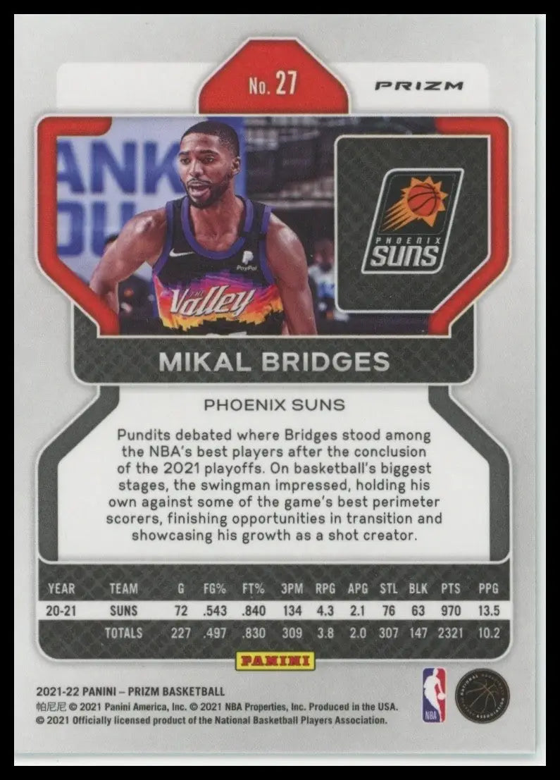 2021-22 Panini Prizm - Mikal Bridges #27 Green Prizm - Basketball Card Single