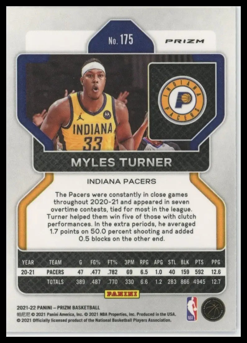 2021-22 Panini Prizm - Myles Turner #175 Purple Wave Prizm
