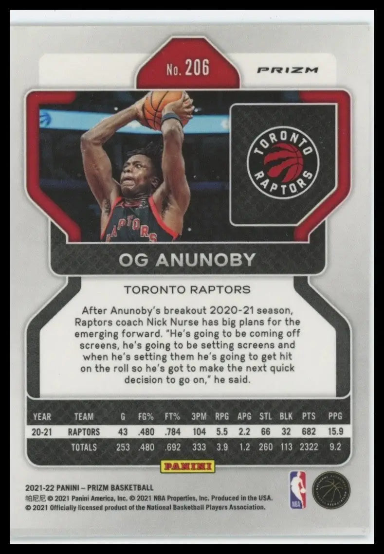 2021-22 Panini Prizm - OG Anunoby #206 Green Prizm