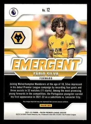 2021-22 Panini Prizm Premier League #12 Fabio Silva Emergent - Soccer Card Single