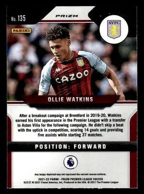 2021-22 Panini Prizm Premier League #135 Ollie Watkins Prizms Red Ice - Soccer Card Single
