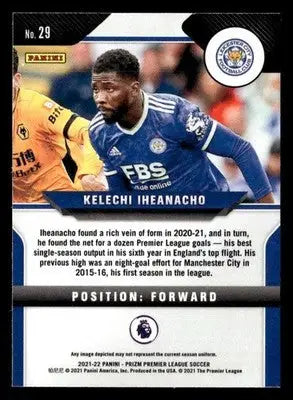 2021-22 Panini Prizm Premier League #29 Kelechi Iheanacho - Soccer Card Single