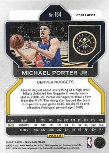 2021-22 Panini Prizm Prizms Red White and Blue #164 Michael Porter Jr N ID:72680 - Basketball Card Single
