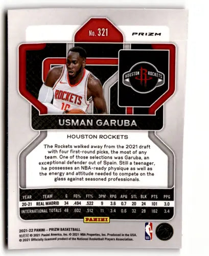 2021-22 Panini Prizm Prizms Ruby Wave #321 Usman Garuba NM-MT Rockets ID:49401 - Basketball Card Single