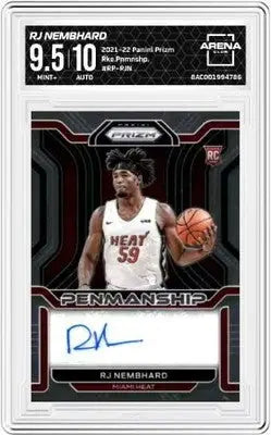 Prizm RJ Nembhard rookie penmanship trading card with autograph from Panini Prizm 2021-22