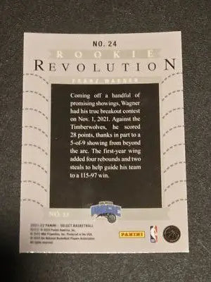 2021-22 Panini Select #24 Franz Wagner Rookie Revolution Silver Prizms - Basketball Card Single