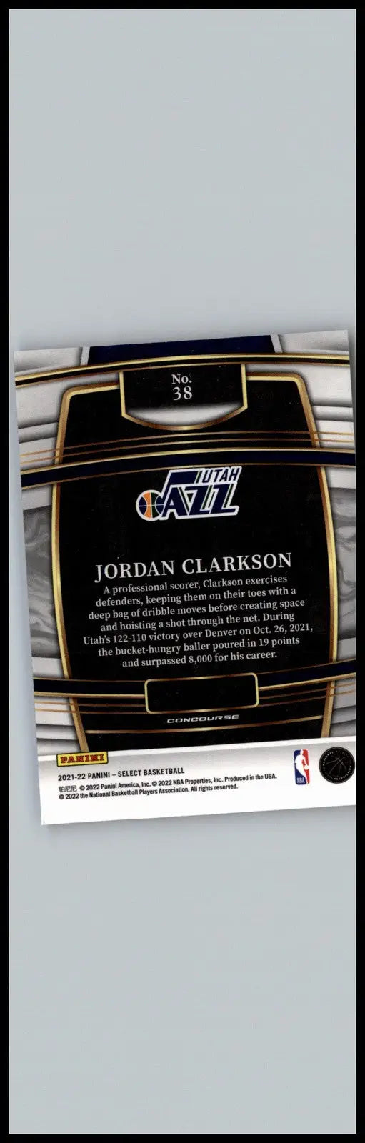 2021-22 Panini Select #38 Jordan Clarkson Blue (Retail Base) Utah Jazz - Basketball Card Single