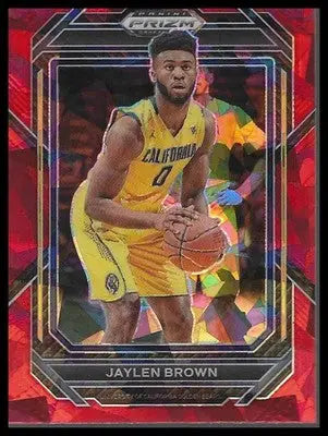 2021-22 Panini Select #67 Jaylen Brown Red Cracked Ice Prizms