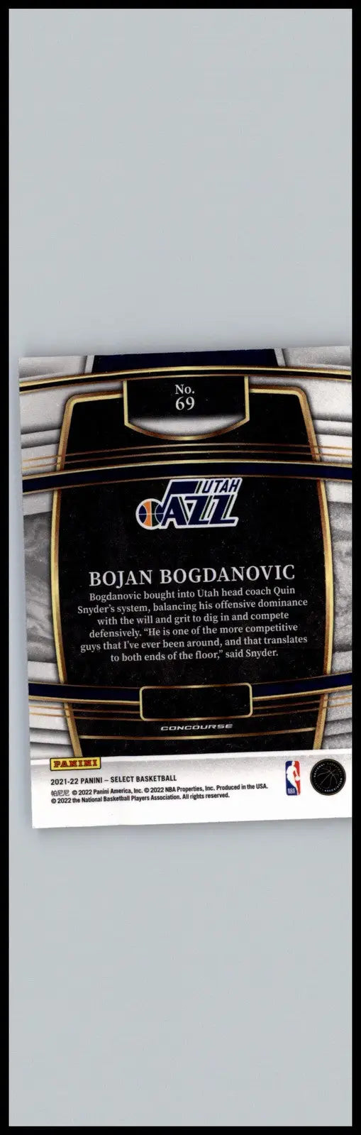 2021-22 Panini Select #69 Bojan Bogdanovic Blue (Retail Base) Utah Jazz - Basketball Card Single