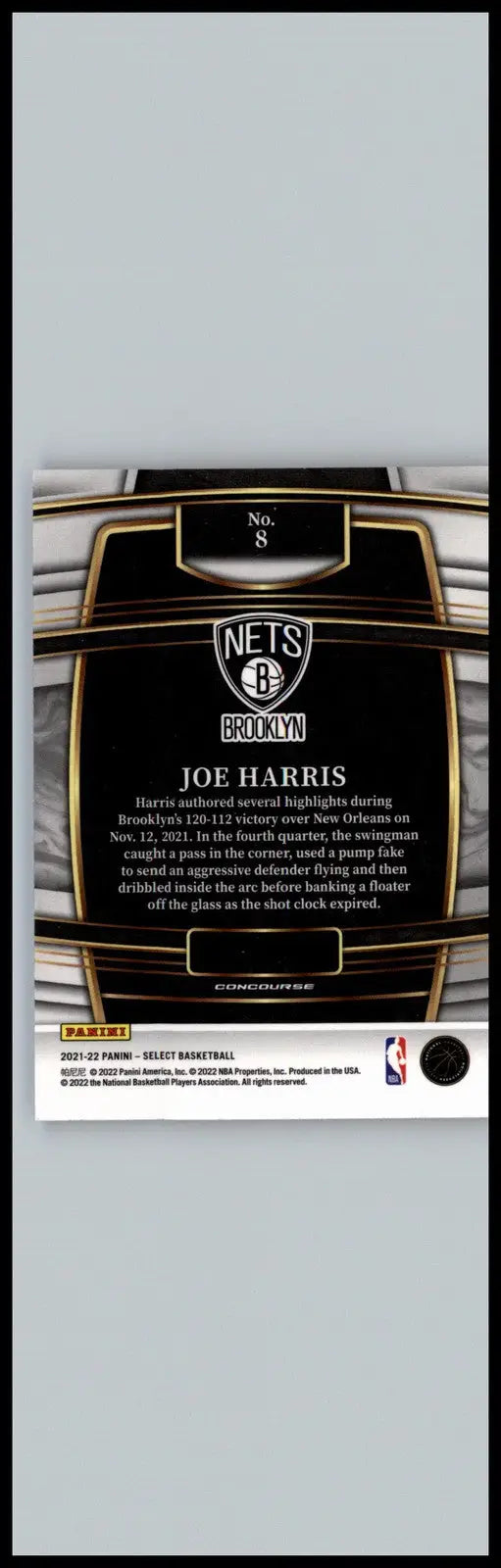 2021-22 Panini Select #8 Joe Harris Blue Prizms Brooklyn Nets - Basketball Card Single