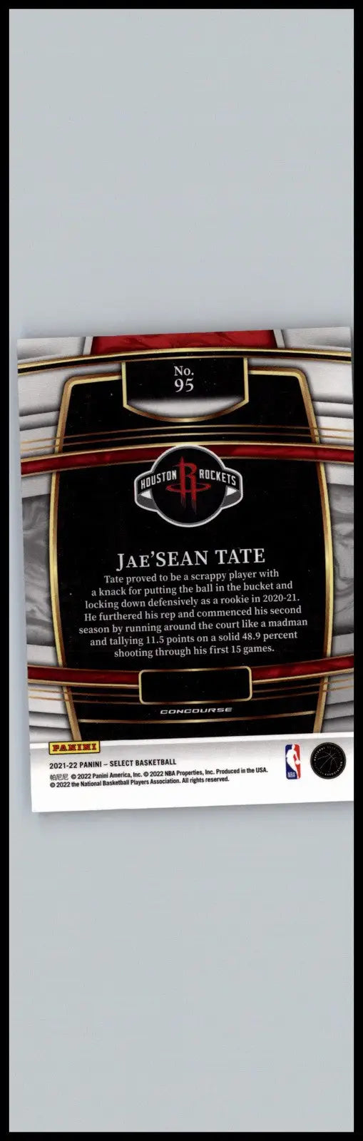 2021-22 Panini Select #95 Jae’Sean Tate Blue (Retail Base) Houston Rockets - Basketball Card Single