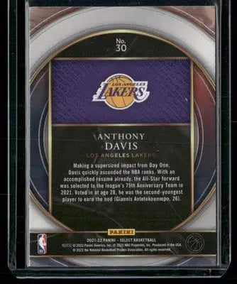 2021-22 Panini Select Anthony Davis #30 Numbers Basketball - Basketball Card Single