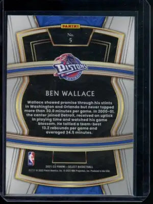 2021-22 Panini Select Ben Wallace #5 Basketball - Basketball Card Single