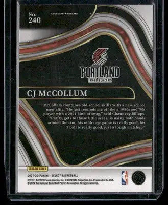2021-22 Panini Select CJ McCollum #240 Blue Basketball - Basketball Card Single