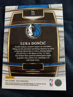 2021-22 Panini Select - Concourse Luka Dončić #12 Blue. Dallas. NRMT+ - Basketball Card Single