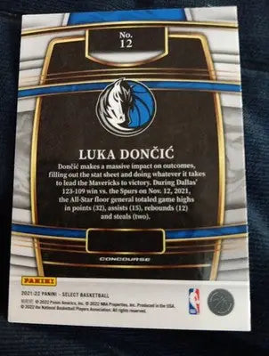 2021-22 Panini Select - Concourse Luka Dončić #12 Blue. Dallas. NRMT+ - Basketball Card Single