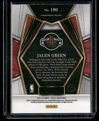 2021-22 Panini Select Jalen Green #190 Blue Premier Level Basketball - Basketball Card Single