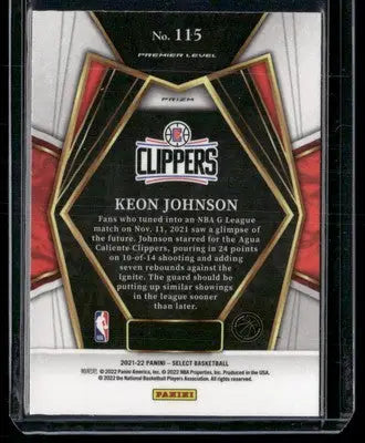2021-22 Panini Select Keon Johnson #115 Silver Premier RC Basketball - Basketball Card Single