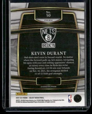 2021-22 Panini Select Kevin Durant #50 Concourse Blue Basketball - Basketball Card Single