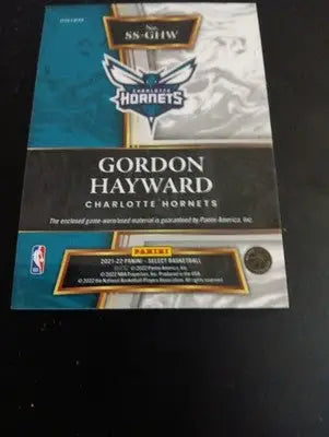 2021-22 Panini Select - Selective Swatches Gordon Hayward #SS-GHW. Hornets. MT - Basketball Card Single