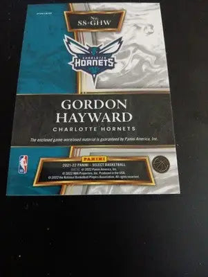 2021-22 Panini Select - Selective Swatches Gordon Hayward #SS-GHW. Hornets. MT - Basketball Card Single