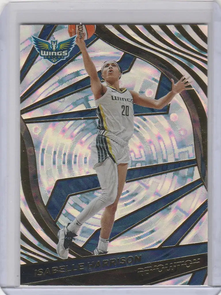 Basketball trading card of Isabelle Harrison Dallas Wings in WNBA Revolution Fractal design