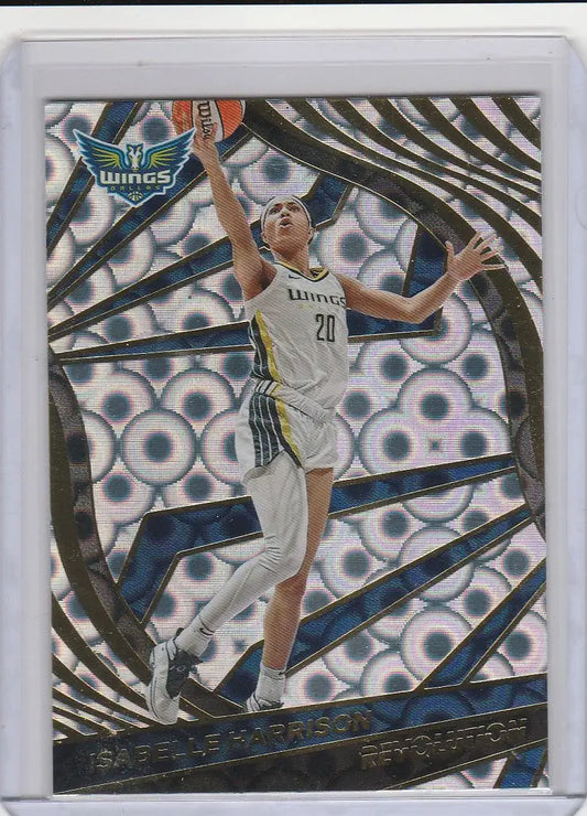 Basketball trading card of Isabelle Harrison in Dallas Wings uniform, WNBA Revolution Groove