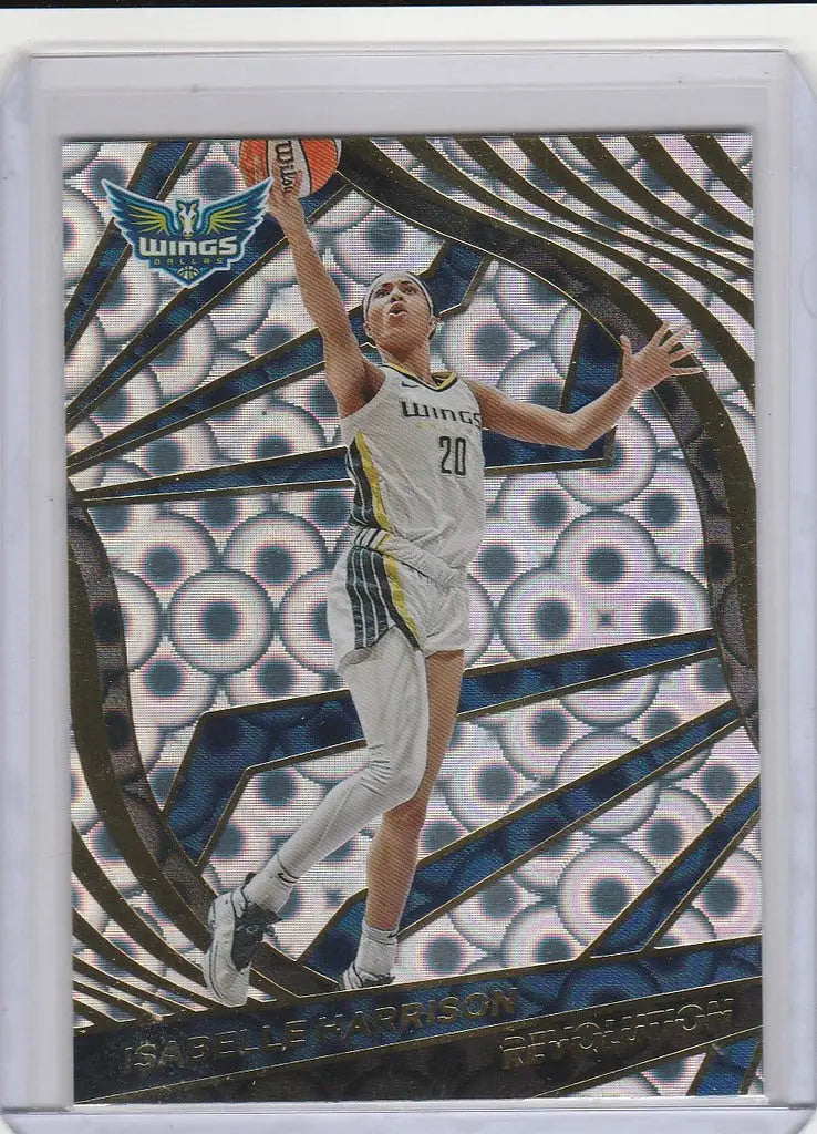 Basketball trading card of Isabelle Harrison in Dallas Wings uniform, WNBA Revolution Groove