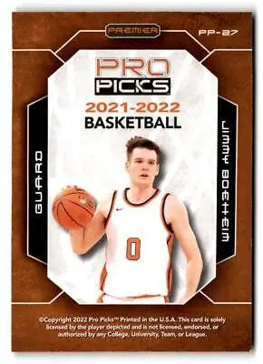 Jimmy Boeheim basketball card from 2021-22 Pro Picks Premier #PP-27 collectible