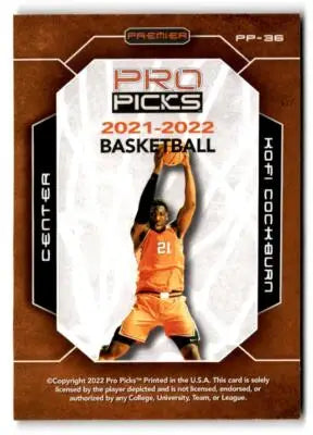 2021-22 Pro Picks Premier #PP-36 Kofi Cockburn - Basketball Card Single