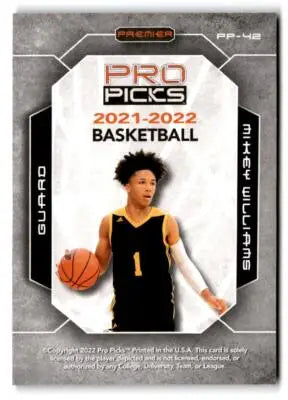 2021-22 Pro Picks Premier #PP-42 Mikey Williams - Basketball Card Single