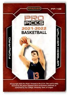 Basketball trading card of Walker Kessler from Pro Picks Premier #PP-49