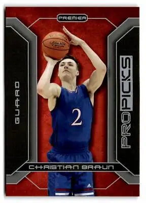 Basketball player card featuring Christian Braun from Pro Picks Premier collection