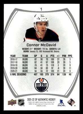 2021-22 SP #1 Connor McDavid - Hockey Card Single