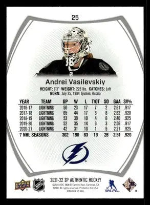 2021-22 SP #25 Andrei Vasilevskiy - Hockey Card Single