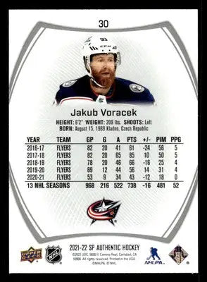 2021-22 SP #30 Jakub Voracek - Hockey Card Single
