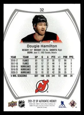 2021-22 SP #32 Dougie Hamilton - Hockey Card Single