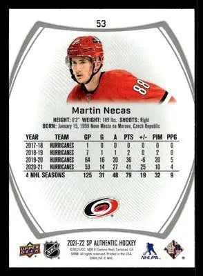 2021-22 SP #53 Martin Necas - Hockey Card Single
