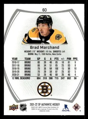 2021-22 SP #60 Brad Marchand - Hockey Card Single