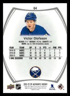 2021-22 SP #64 Victor Olofsson - Hockey Card Single